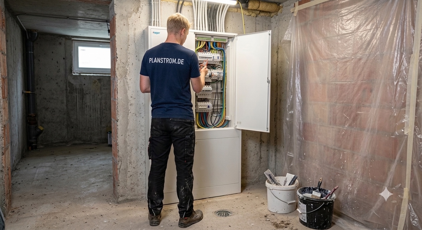 Unabhängiger Elektrofachbetrieb bei Arbeiten an einem Zählerschrank